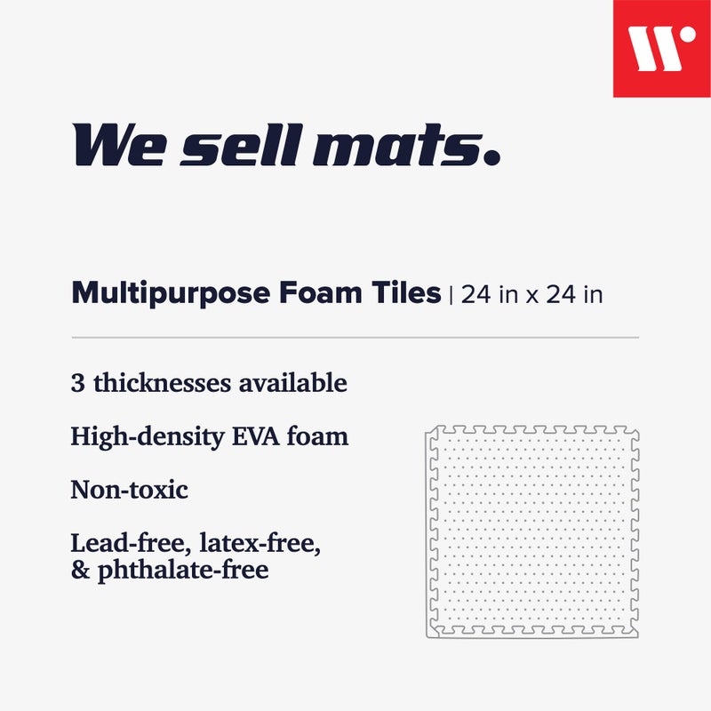 We Sell Mats نحن نبيع حصائر بسماكة 3/8 بوصة حصيرة تمارين متعددة الاستخدامات مع رغوة EVA، بلاط متشابك، مضاد للإرهاق للاستخدام في المنزل أو الصالة الرياضية، 24 بوصة × 24 بوصة - Image 2